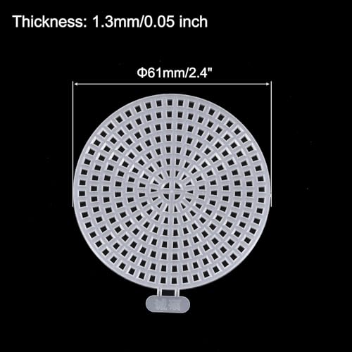 MECCANIXITY 30pcs 2.4" Plastic Mesh Canvas Sheet 16 Count Round Needlepoint Blank Canvas for Embroidery Knit Crochet Acrylic Yarn Crafting, White - size: 2.4"
