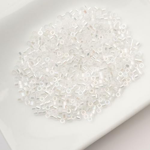 John Bead 25g Cylin Beads Crystal AB 11/0 Glass Cylindrical Seed Beads for Jewelry Bracelets Necklaces Earrings Making Embroidery - color: Transparent Crystal AB