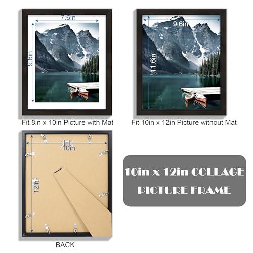 Hongkee 10x12 Picture Frame with Real Glass - Display Pictures 8x10 with Mat or 10 x 12 without Mat, Photo Frame for Wall or Table Top Display(Black, 3 Pack) - color: Black, size: 10x12 in