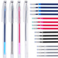 jojofuny Water Soluble Pen Set 4 Marking Pens with 40 Refills in Blue Rosy Black and Silver Water Erasable Fabric Marker for Cross Stitch Embroidery Sewing Quilting DIY Crafts