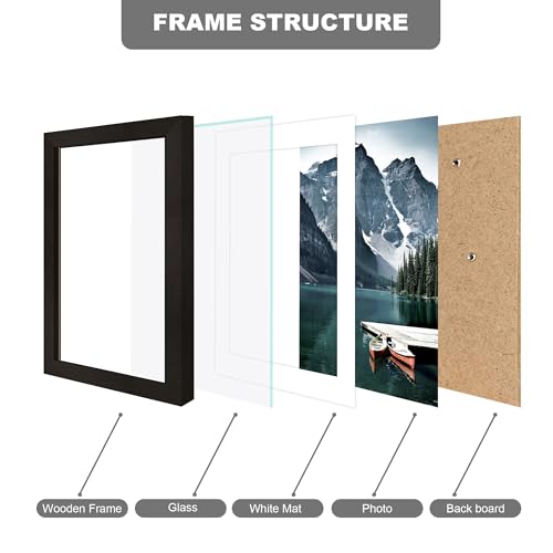 Hongkee 6x8 Picture Frame with Real Glass - Display Pictures 5x7 with Mat or 6 x 8 without Mat, Photo Frame for Wall or Table Top Display(Black, 3 Pack) - color: Black, size: 6x8 in