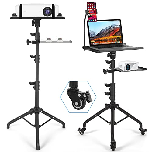 Tossbiss Laptop Tripod on Wheels with 2 Shelves