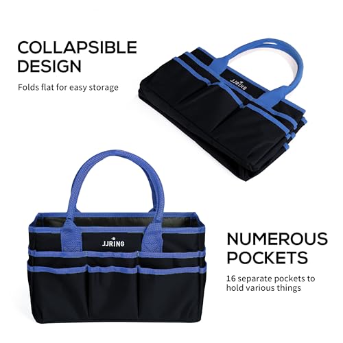 JJRING 600D Nylon Craft & Art Organizer Tote Bag With Pockets, Blue - color: Blue, size: Small