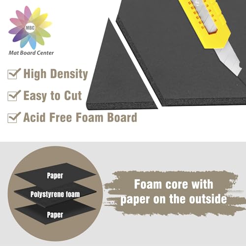 Mat Board Center Pack of 10 Acid-Free Foam Boards White 5x7 in 3/16" Thick - color: Black, size: 5x7