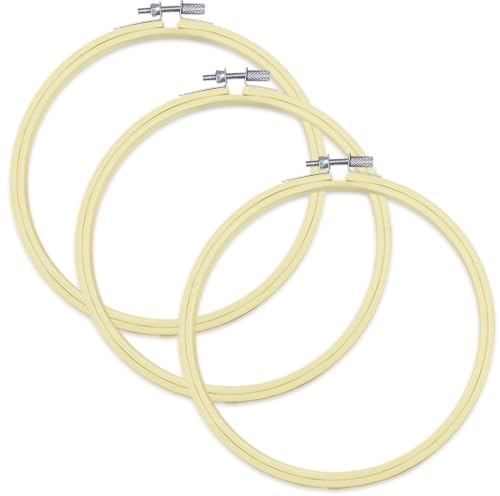 Cldamecy 3 Pieces 8 Inch Bamboo Embroidery Hoops, Adjustable Round Cross Stitch Hoops, Frames for DIY Hand Embroidery Punch Needle Needlepoint Craft Art Wall Decor - style: 3pcs 8 inch
