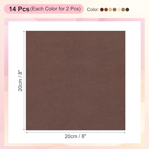 PATIKIL Cotton Fabric Bundles, 14 Pcs 8 x 8 Inch Fat Quarter Solid Color Precut Fabric Squares for Sewing Patchwork Quilting DIY Crafts, Brown - color: Brown, size: 8 x 8 Inch