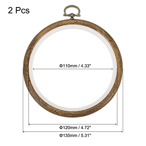 MECCANIXITY Embroidery Hoop Frame 4.7 Inch Round Imitated Wood Circle Cross-Stitch Ring for Art Craft Sewing Ornament, Pack of 2 - size: 4.7"