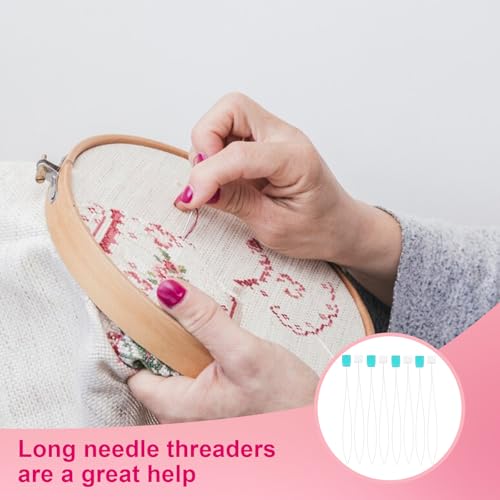 10 PCS Punch Needle Threader 7.87 Inch Long Threader for Embroidery Punch Needle Kit Stitching Sewing Accessories for Cross Stitch DIY Sewing Craft Work