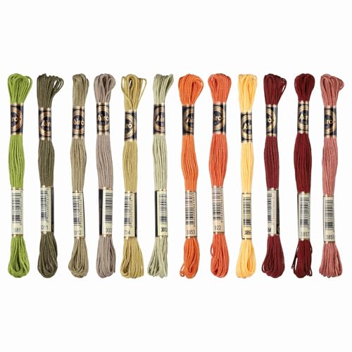 PATIKIL 12 Skeins Embroidery Floss Polyester Embroidery Hand Autumn Colors - color: Autumn Colors