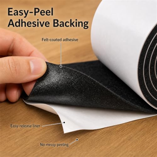 Felt Furniture Pads, Self Adhesive Felt Sheets Roll, Cuttable Felt Pads for Furniture Legs, Heavy Duty Furniture Pads for Hardwood Floors, Chair Wall Protector, Black, 40 x 5 x 0.12 Inch - color: Black, size: 5" x 40"