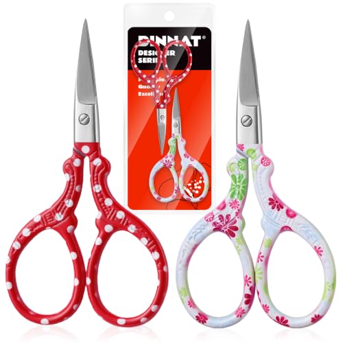 Sewing Embroidery Scissors,2PCS Sewing Craft Scissors,Red+White - color: Red+white