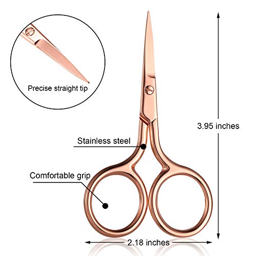 Mudder 3 Pack Small Eyebrow Nose Scissor Stainless Steel Scissor, Rose Gold - color: Rose Gold