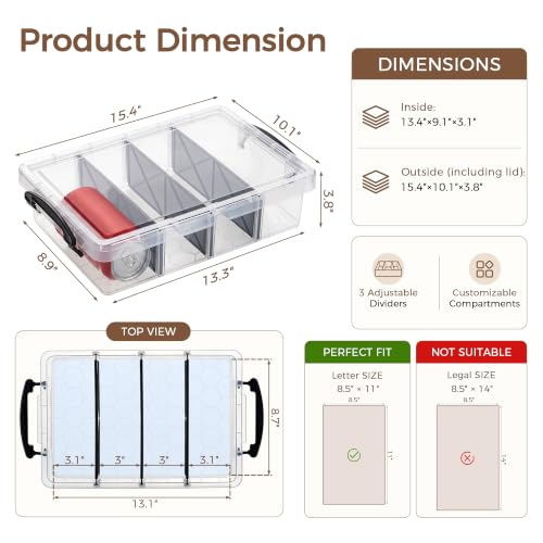 Citylife 2PC Clear Craft Organizers and Storage with 3 Removable Dividers - size: 6.4 Qt-2 Pack-D