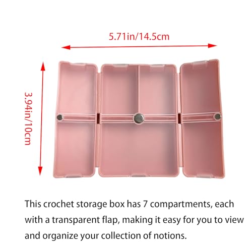 SPANSEE Knitting Crochet Notions Case, Stitch Marker Storage, Stitch Stoppers Organizer, Knitting Accessories, Portable Notion Organizer, 7 Compartments (Case Only)