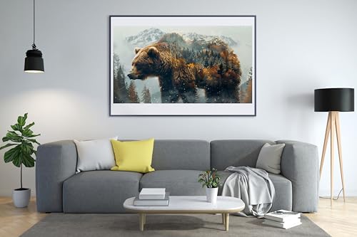 Moohue DIY Counted Stamped Cross Stitch Kits for Adults 14 Count Cross Stitch Patterns Animal Bear Printed Cross Stitch Kits for Adults (Animal Bear Forest) - color: Animal Bear Forest