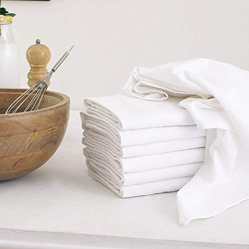 DG Collections 100% Cotton Flour Sack Towels – 7 Pack, 33x38 Inches, White, Lint-Free, Pre-Washed, Hemmed Edges – Reusable Kitchen Towels for Cleaning, Embroidery, Printing & Crafts - White - color: White, size: Set of 7 (33x38 inches)