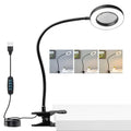 LALISU Clip on Lamp, 5X Magnifying Glass with Light LED Desk Clip Lamps - color: Black with magnifying