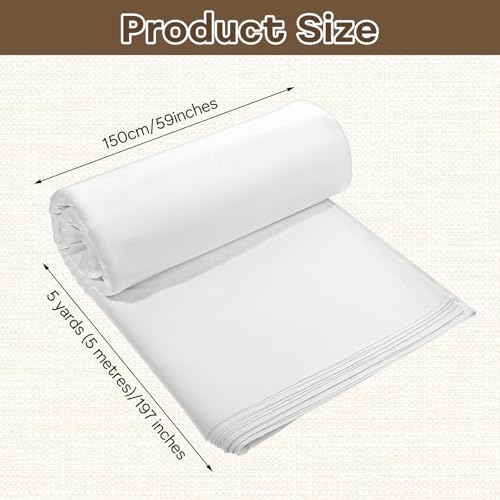 100% White Cotton Fabric 5 Yards 59 Inches Wide Cotton Quilting Fabric by The Yard, Soft Embroidery Muslin Fabrics for Sewing Material Apparel Cloth - color: White, size: 5 Yards