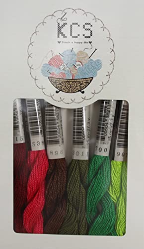 KCS 162 Yards(150 Meters) Mercerized Pearl Cotton Crochet Needlepoint Thread,Size 5,6 skeins,Mixed Color 15 - color: 6color15, size: 6 skeins