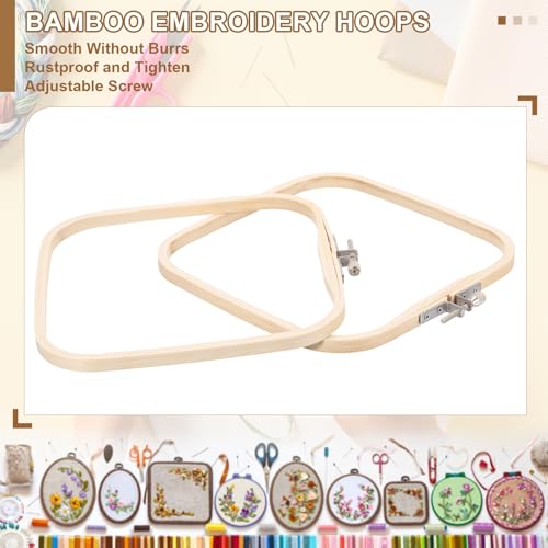 PATIKIL 6 Pieces 7.9" x 7.9" Square Embroidery Hoops, Adjustable Bamboo Cross Stitch Hoops Ring Embroidery Frame Punch Needle Hoop for Sewing, Needlework, DIY - size: 7.9" x 7.9"