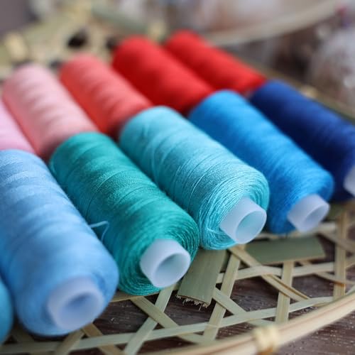 72 PCS Sewing Thread Assortment, 36 Color Thread for Sewing Machine with 36 Same Color Bobbins, Polyester Thread 400 Yards/Spool (72)