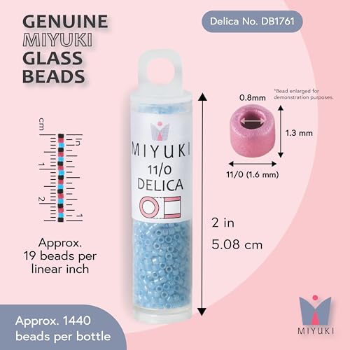 Miyuki Delica Seed Beads - color: DB1761 - Sparkle Sky Blue Lined Opal AB