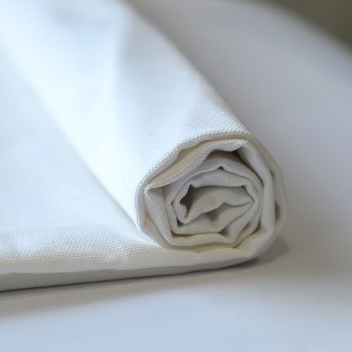 Simple&Opulence 100% Cotton Canvas Fabric 10oz. 59 Inch by the Yard, Nature Duck Fabric Textile Medium Weight for Painting, Sewing, Crafts, Embroidery, Bag, Handmade Home Decor(1 Yard, White) - color: White, size: 1 Yard