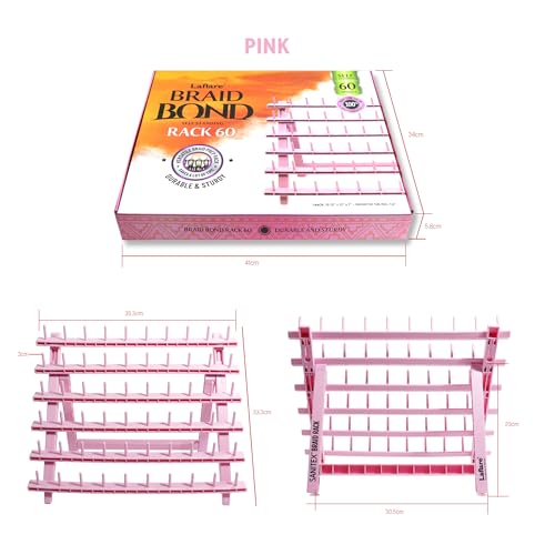 Laflare Braid Rack 60 Spools, PP Braiding Hair Stand, Thread Rack, Sewing Organizer, Quilting, Embroidery - Versatile Extension Holder (Pink) - color: 2. Pink