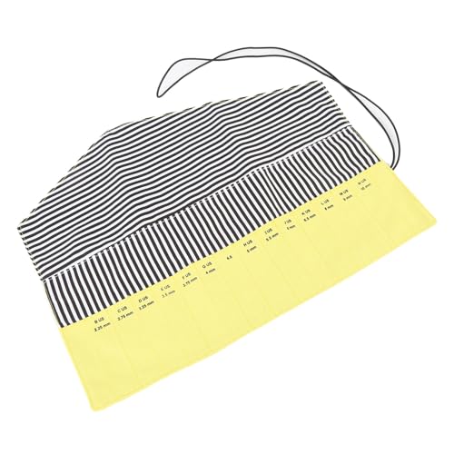 Lightweight Crochet Hook Storage Bag, Roll Up Knitting Needles Case for Crafting Enthusiasts Markings Made from Oxford Cloth Portable Crochet Organizer for Home Travel (Yellow)