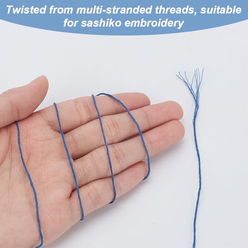 FREEBLOSS 4 Pcs Sashiko Thread 100M x 4 Colors Cotton Embroidery Floss 3 Stranded Blue Embroidery Threads Japanese Quilting & Sewing Thread for Sashiko Kit Supplies - color: Navy Blue