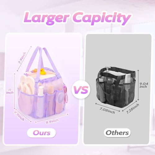famichan Mesh Shower Caddy Portable with Drawstring, Dorm Room Essentials for College Students Girl & Boy, Larger Shower Bag for Camping,Swimming,Gym,Travel,Bathroom - Purple - color: PURPLE
