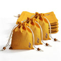 Daclubmenxy 20 PCS Small Burlap Drawstring Bags Pouch, Empty Sachet Bags, Gift Mini Drawstring Bags, Reusable Gift Linen for Wedding Favors Party Jewelry Coffee DIY (Mustard Yellow, 4.5x6 in)