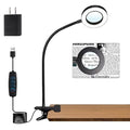 Woputne Desk Lamp 5X Magnifying Glass with Light Clamp Light for Reading - size: Black-1 Piece-5X Magnifier-With Adapter