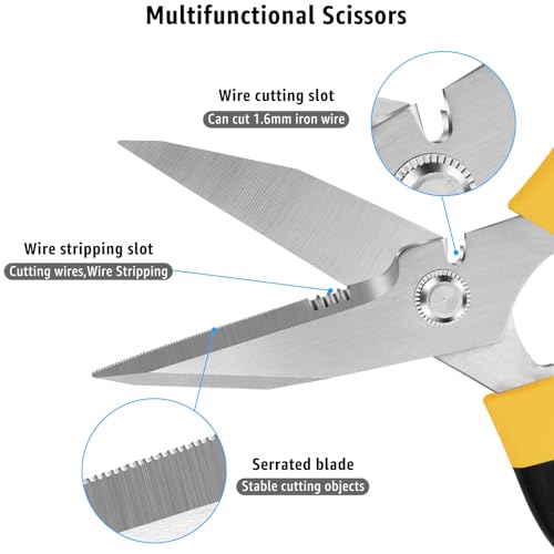 BoFuYuan Utility Scissors All Purpose heavy duty 8-Inch Yellow - color: Yellow