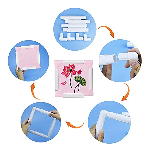 Large Square Embroidery Hoop, 17inch Plastic Cross Stitch Frame Clip White DIY Sewing Tools Hoops Craft Embroidery Snap Frame Hoop for Cross Stitching Quilting, Needlepoint, Silk-Painting - size: 17 x 17 inch