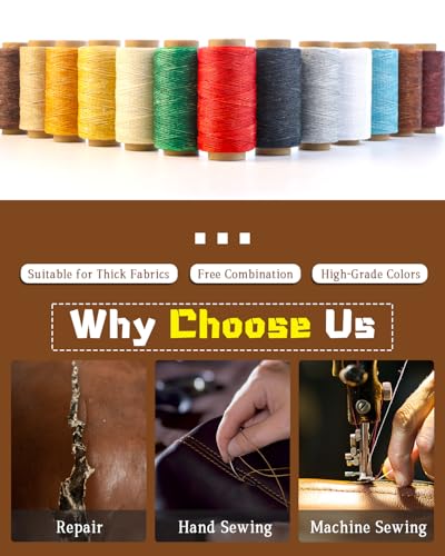 DIUDUS 218 Yards Upholstery Thread, Heavy Duty Sewing Kit Waxed Thread - color: Navy Blue