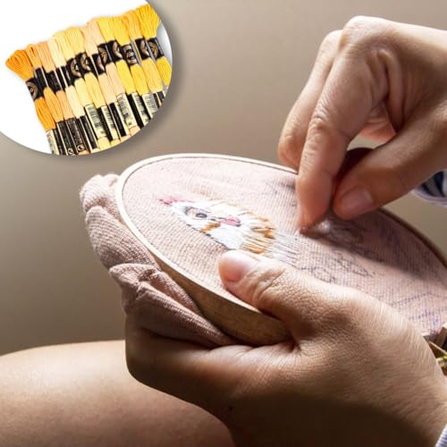 12 Skeins 6 Strands Yellow Embroidery Thread for Hand Sewing - color: Yellow