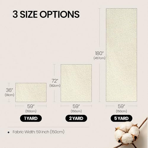Wildarms 100% Cotton Canvas Fabric by The Yard - 59" Wide 12oz(per Linear Yard) Medium-Heavy Duck Canvas for Sewing DIY, Tote Bags, Upholstery & Embroidery (Beige, 1-Yard Pre-Cut Piece) - color: Beige, size: 1-Yard Pre-Cut (Non-Continuous)
