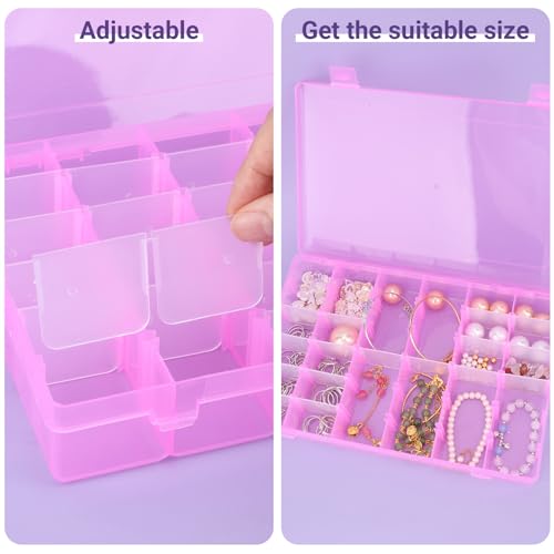 False Nail Container, 36-Gird Plastic Nail Art Organizers Storage Box with Adjustable Dividers, False Jewelry Diamonds Charms Nail 3D Decorations Manicure Accessory Holder Case, 2 Packs - color: Pink, size: 36 Grids-2 Packs