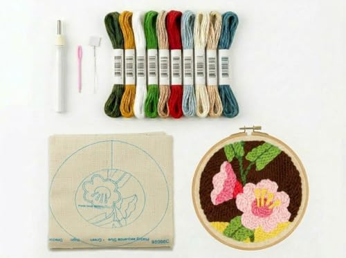Meoe&heome Punch Needle Kit for Beginners, DIY Embroidery Set with 20+ Patterns(Pink Blossom) - color: Pink Blossom