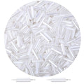 3000PC White Glass Bugle Beads 6MM White Tube Beads - color: white