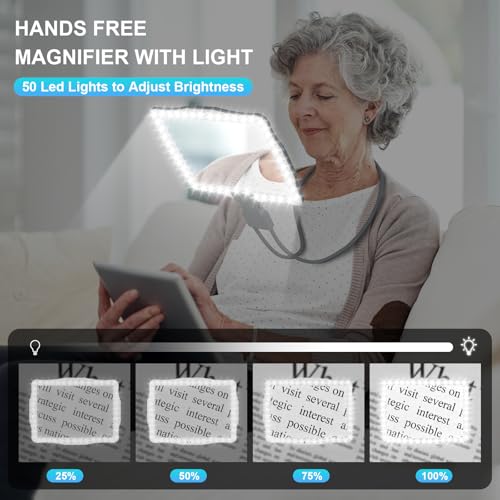 5X Neck Magnifying Glass with Light Hands Free for Reading,Seniors