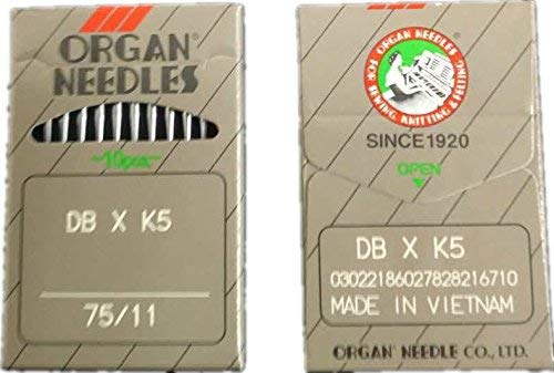 Embroidery Machine Needle, Organ Needle, DB K5, Size 75/11, One Pack, 10 Needles