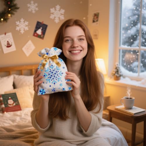 GLOBLELAND 4 Sheets Christmas Snowflake Water Soluble Embroidery Pattern - color: Blue Snowflake