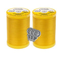Coats & Clark Cotton All Purpose Sewing Thread 100% Mercerized Cotton 225 Yards Each Spool S970 2 Pack Bundle with 3 Bella's Crafts Needle Threaders (Spark Gold) - color: Spark Gold