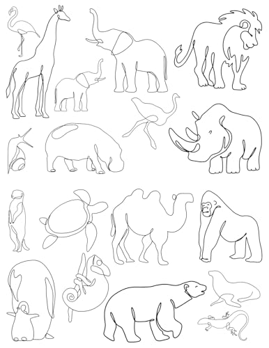 Water Soluble Embroidery Patterns Stabilizers, Stick and Stitch Embroidery Transfers Paper Tear Away Embroidery Stabilizer with Wildflower Patterns for Embroidery, Animal Designs - color: Line Animals X3