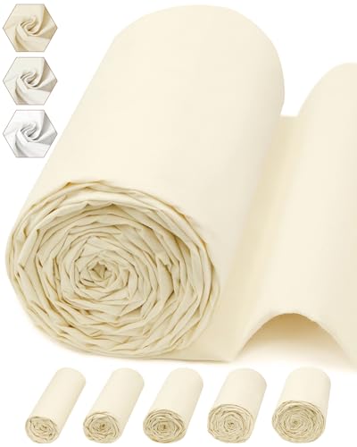 FIVEIZERO 100% Cotton Muslin Fabric by The Yard,63Inch X10 Yards Unbleached Natural Cotton Material–Medium Weight Beige Calico Fabric for Sewing,Quilting,Embroidery,Crafts & Apparel Projects - color: Natural Unbleached, size: 10 yards bolt