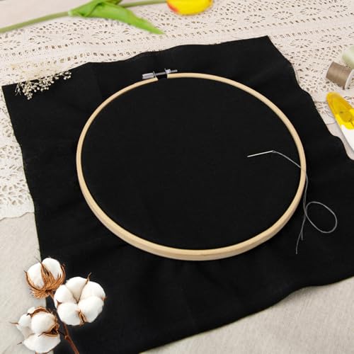 20 PCS Cotton Embroidery Fabric, Pre-Cut Black Cloth Squares - color: Black, size: 5.9 to 19.6 Inch