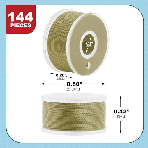 Mandala Crafts Beige 15J SA156 Prefilled Bobbin Thread, 144 PCs - color: Beige, size: Size A 144 X 142 Yards