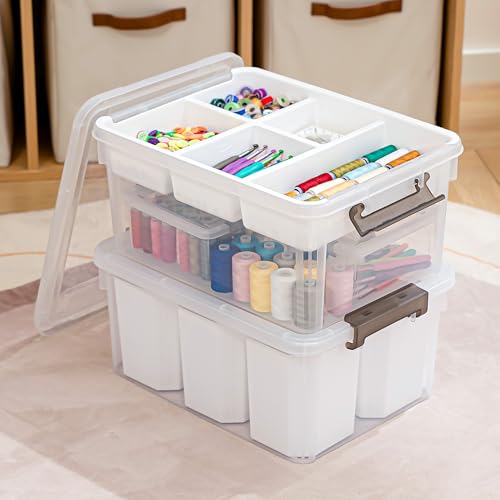 Citylife 17QT 2Packs Clear Craft Organizers and Storage Bins with Lids - size: 17 Qt- 2 Pack- W